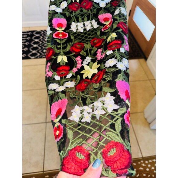 Orsay XS Floral Embroidered Semi Sheer Sleeveless Lined Black Dress Boho - Picture 11 of 15